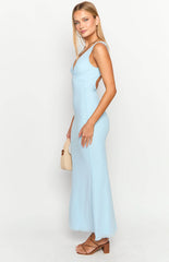 Sunflower Light Blue Mesh Maxi Dress