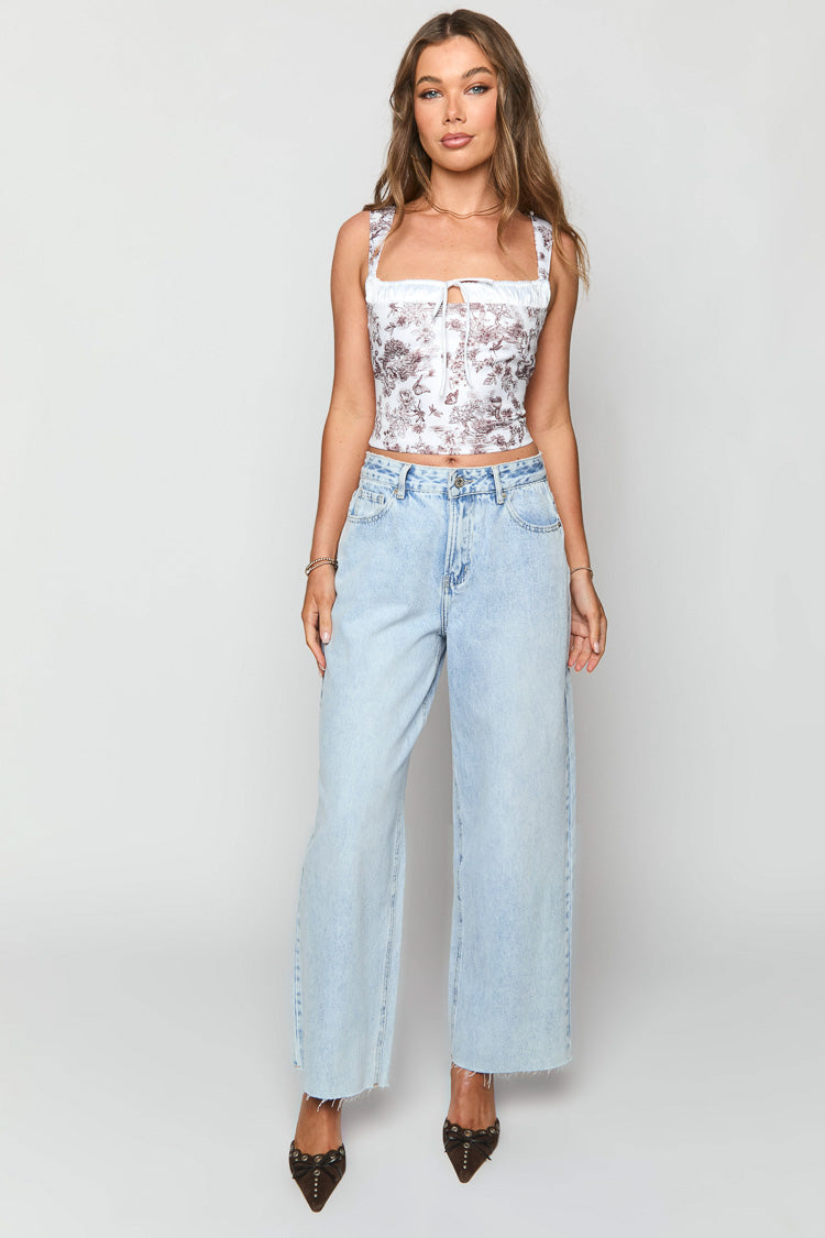 Till Forever Brown Garden Print Top